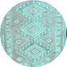 Round Oriental Light Blue Traditional Rug, con2027lblu