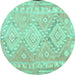 Round Oriental Turquoise Traditional Rug, con2027turq