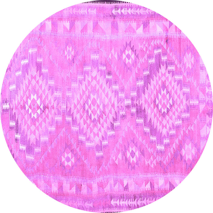 Round Oriental Purple Traditional Rug, con2027pur