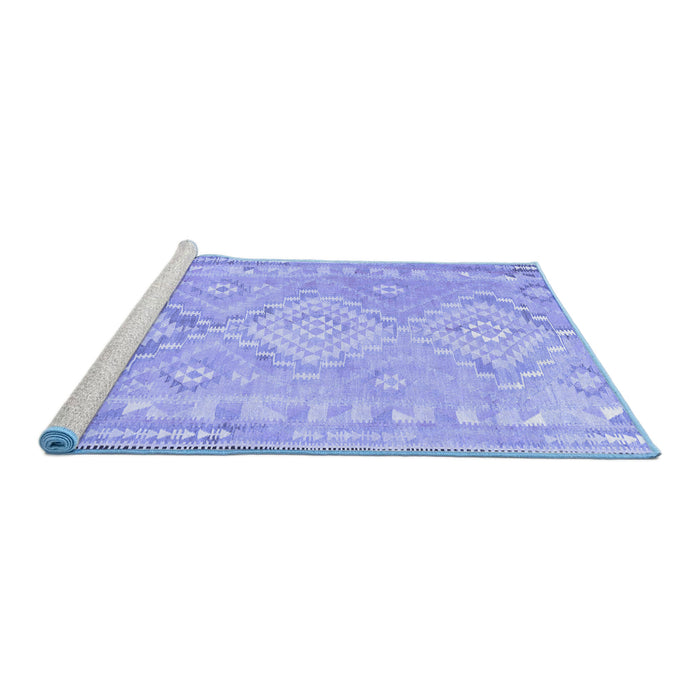 Sideview of Machine Washable Oriental Blue Traditional Rug, wshcon2027blu