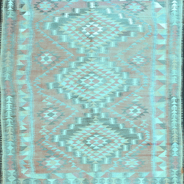 Square Oriental Light Blue Traditional Rug, con2027lblu
