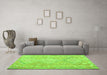 Machine Washable Oriental Green Traditional Area Rugs in a Living Room,, wshcon2027grn