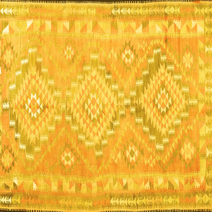 Square Machine Washable Oriental Yellow Traditional Rug, wshcon2027yw