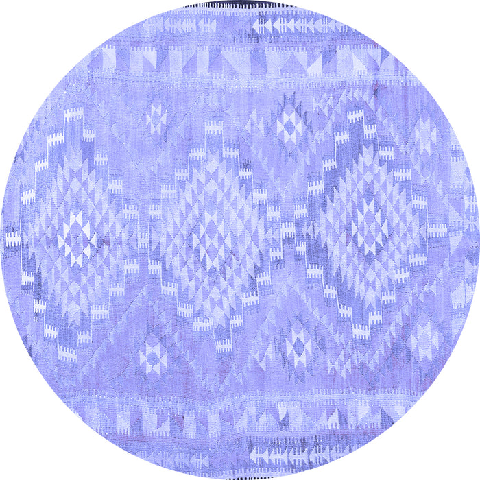 Round Machine Washable Oriental Blue Traditional Rug, wshcon2027blu