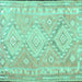 Square Machine Washable Oriental Turquoise Traditional Area Rugs, wshcon2027turq