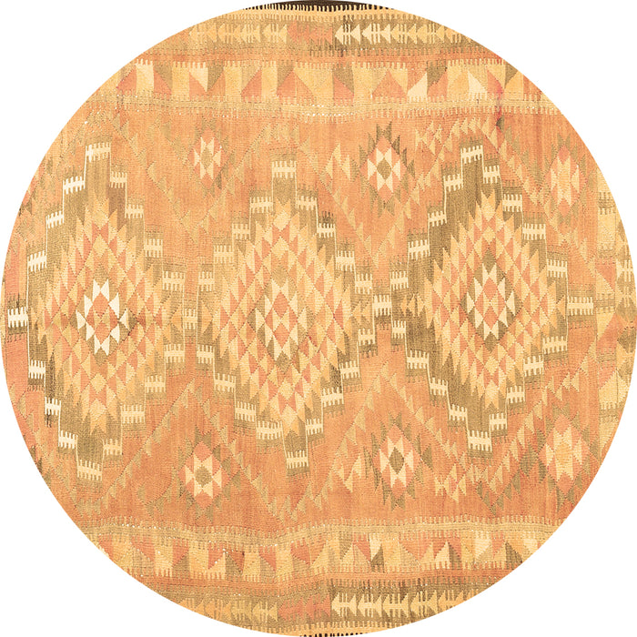 Round Oriental Brown Traditional Rug, con2027brn