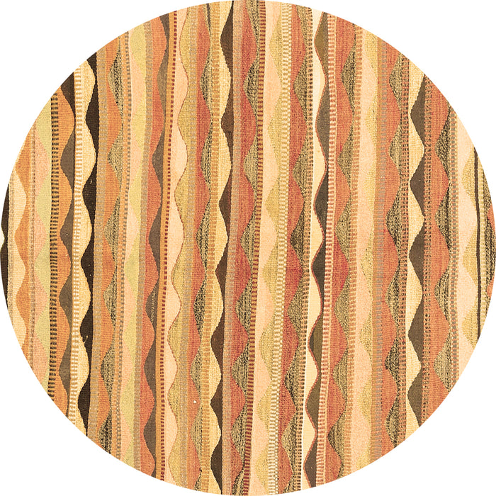 Round Machine Washable Southwestern Brown Country Rug, wshcon2028brn