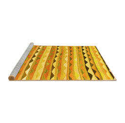 Sideview of Machine Washable Southwestern Yellow Country Rug, wshcon2028yw