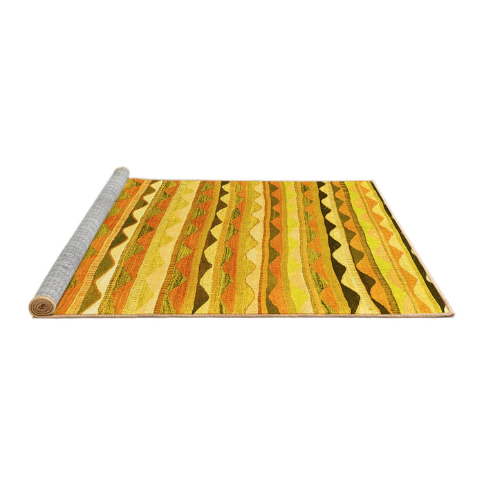 Sideview of Machine Washable Southwestern Yellow Country Rug, wshcon2028yw