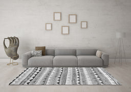 Machine Washable Southwestern Gray Country Rug in a Living Room,, wshcon2028gry