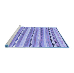 Sideview of Machine Washable Southwestern Blue Country Rug, wshcon2028blu