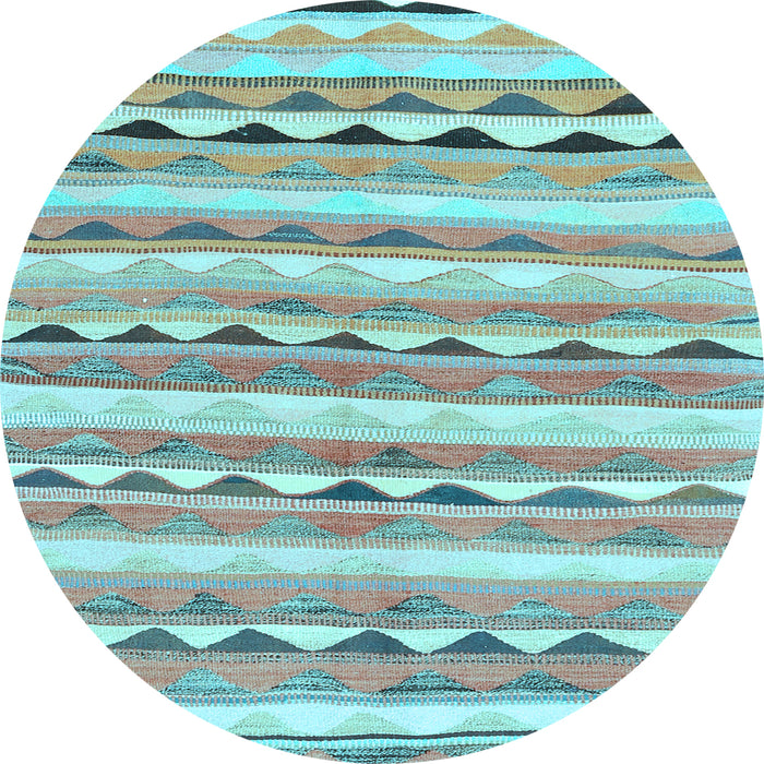Round Southwestern Light Blue Country Rug, con2028lblu