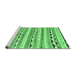Sideview of Machine Washable Southwestern Emerald Green Country Area Rugs, wshcon2028emgrn