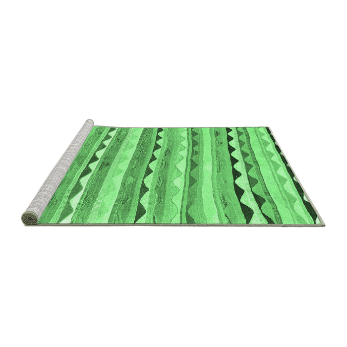 Sideview of Machine Washable Southwestern Emerald Green Country Area Rugs, wshcon2028emgrn