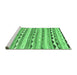 Sideview of Machine Washable Southwestern Emerald Green Country Area Rugs, wshcon2028emgrn