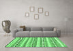 Machine Washable Southwestern Emerald Green Country Area Rugs in a Living Room,, wshcon2028emgrn