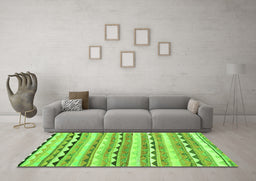 Machine Washable Southwestern Green Country Area Rugs in a Living Room,, wshcon2028grn