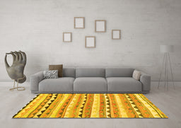 Machine Washable Southwestern Yellow Country Rug in a Living Room, wshcon2028yw