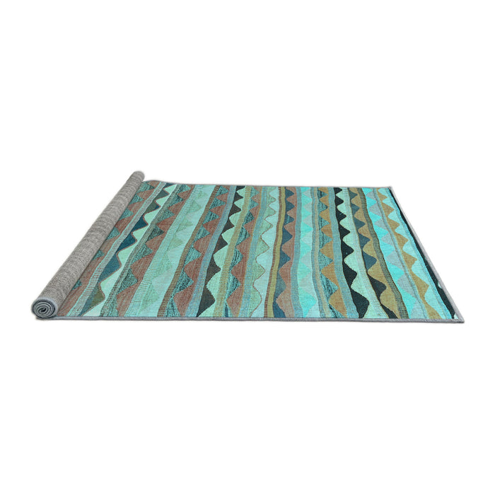 Sideview of Machine Washable Southwestern Light Blue Country Rug, wshcon2028lblu