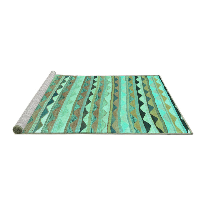 Sideview of Machine Washable Southwestern Turquoise Country Area Rugs, wshcon2028turq