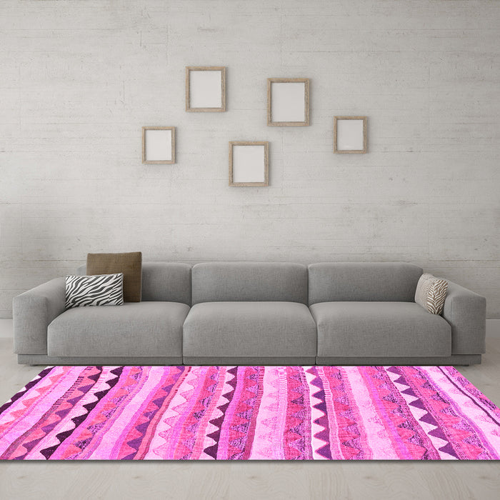 Machine Washable Southwestern Pink Country Rug in a Living Room, wshcon2028pnk