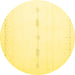 Round Machine Washable Solid Yellow Modern Rug, wshcon2029yw