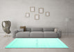 Machine Washable Solid Turquoise Modern Area Rugs in a Living Room,, wshcon2029turq