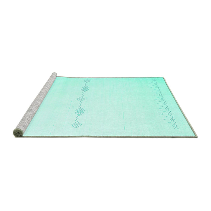 Sideview of Machine Washable Solid Turquoise Modern Area Rugs, wshcon2029turq