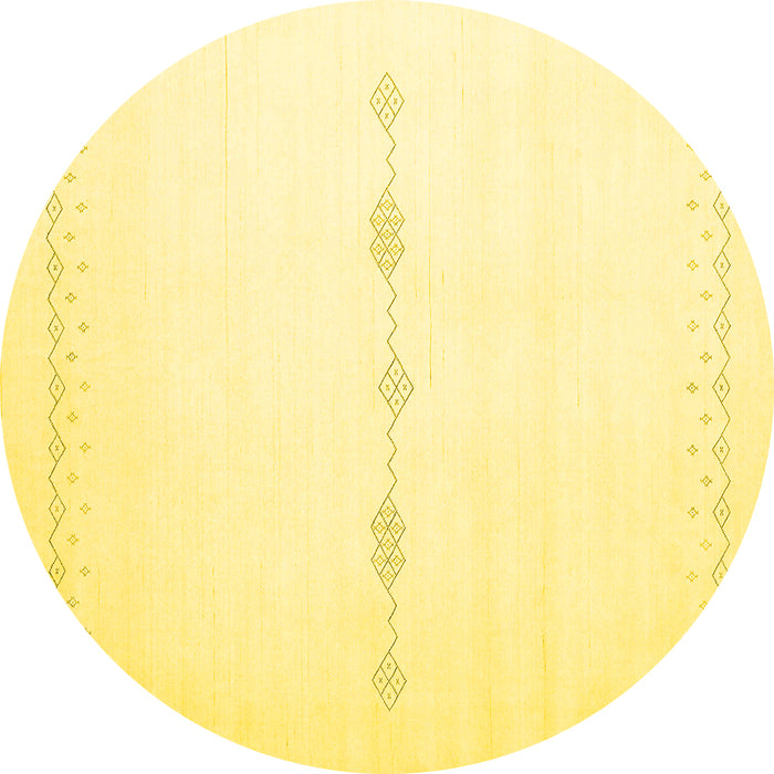 Round Solid Yellow Modern Rug, con2029yw