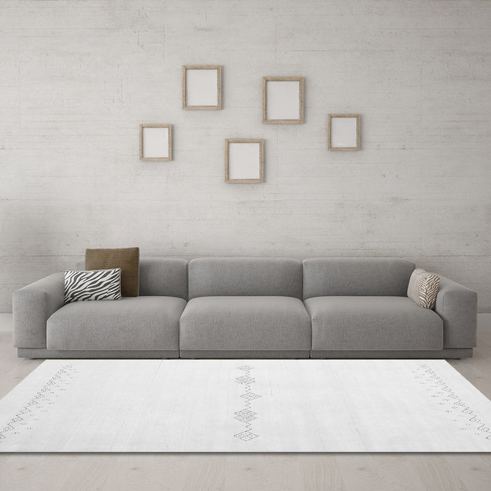 Machine Washable Solid Gray Modern Rug in a Living Room,, wshcon2029gry