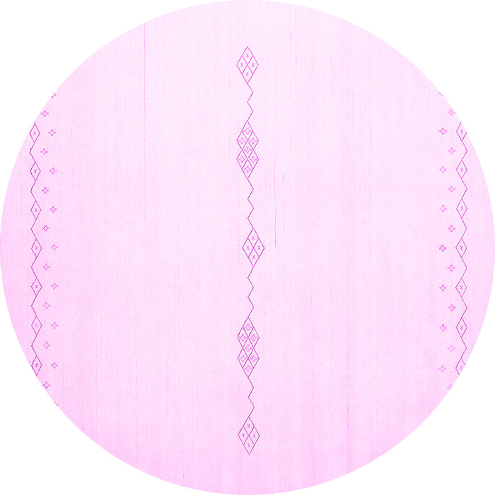 Round Machine Washable Solid Pink Modern Rug, wshcon2029pnk