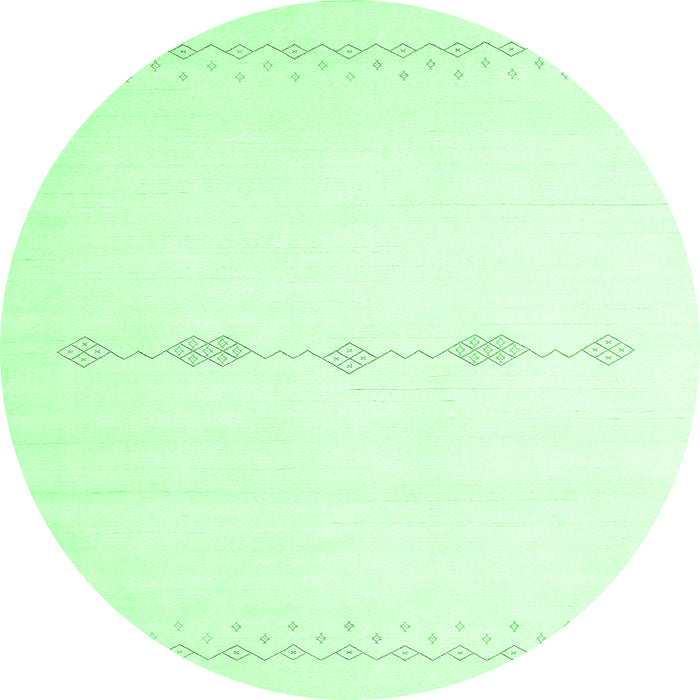 Round Machine Washable Solid Emerald Green Modern Area Rugs, wshcon2029emgrn