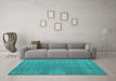 Machine Washable Abstract Turquoise Contemporary Area Rugs in a Living Room,, wshcon2030turq