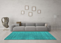 Machine Washable Abstract Turquoise Contemporary Rug, wshcon2030turq