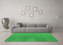 Machine Washable Abstract Green Contemporary Area Rugs in a Living Room,, wshcon2030grn