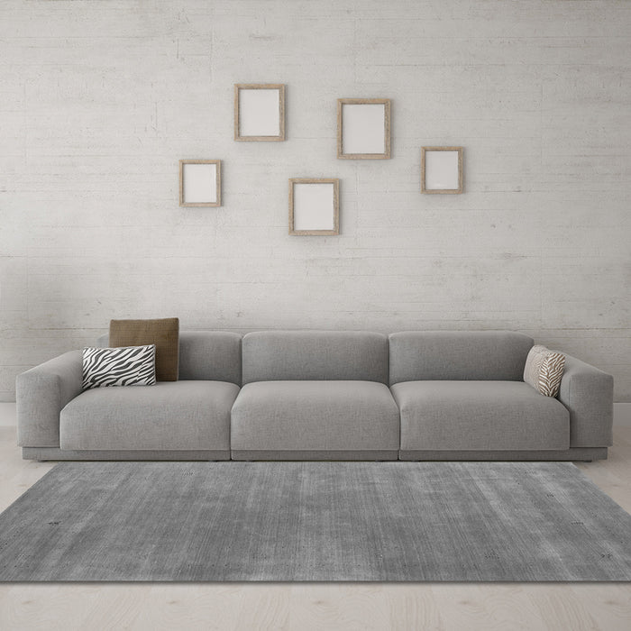 Machine Washable Abstract Gray Contemporary Rug in a Living Room,, wshcon2030gry