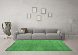 Machine Washable Abstract Emerald Green Contemporary Area Rugs in a Living Room,, wshcon2030emgrn
