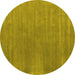 Round Machine Washable Abstract Yellow Contemporary Rug, wshcon2030yw