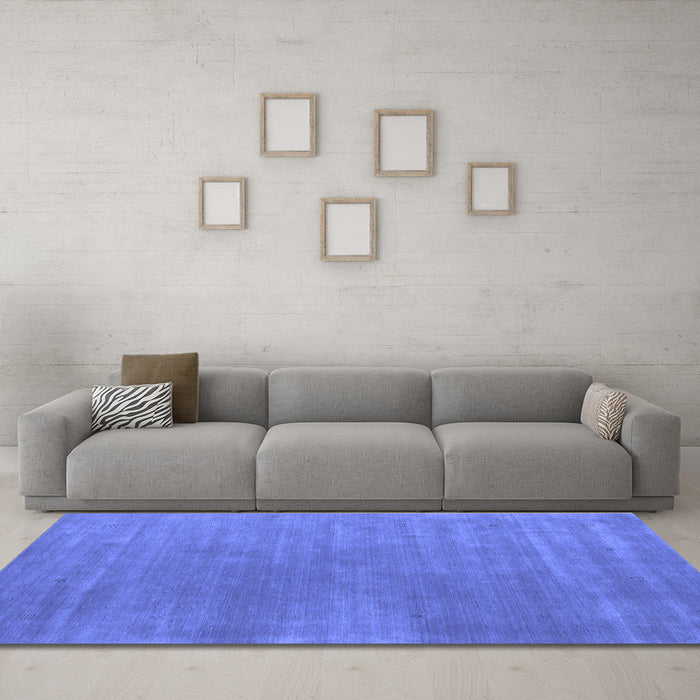 Machine Washable Abstract Blue Contemporary Rug in a Living Room, wshcon2030blu
