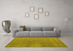 Machine Washable Abstract Yellow Contemporary Rug in a Living Room, wshcon2030yw