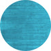 Round Abstract Light Blue Contemporary Rug, con2030lblu