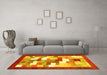 Machine Washable Abstract Yellow Contemporary Rug in a Living Room, wshcon2031yw