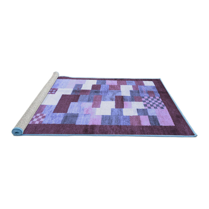 Sideview of Machine Washable Abstract Blue Contemporary Rug, wshcon2031blu