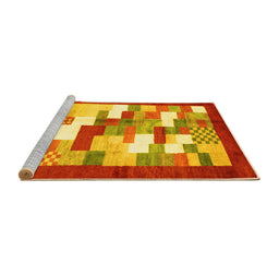 Sideview of Machine Washable Abstract Yellow Contemporary Rug, wshcon2031yw