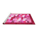 Sideview of Machine Washable Abstract Pink Contemporary Rug, wshcon2031pnk