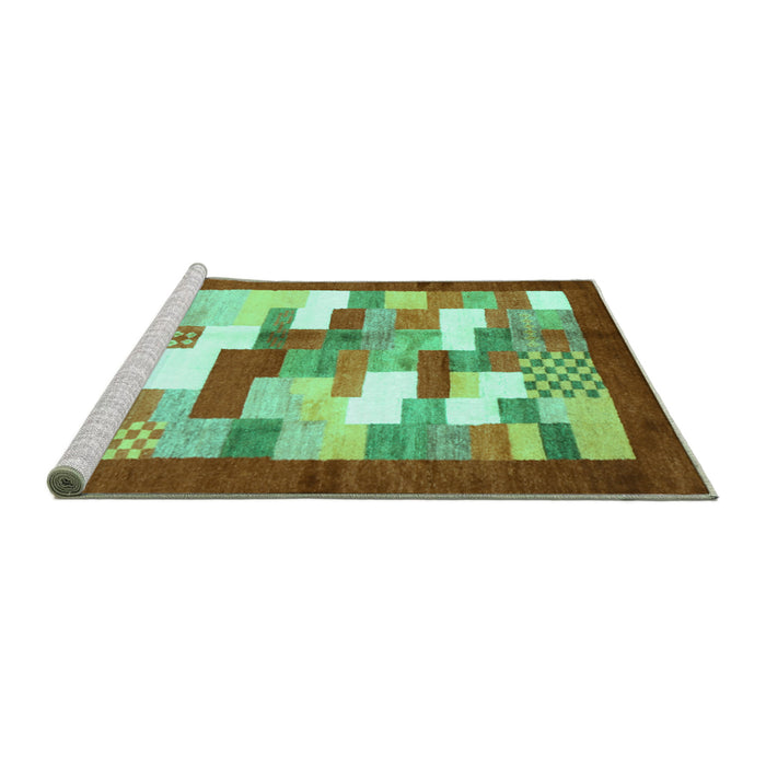 Sideview of Machine Washable Abstract Turquoise Contemporary Area Rugs, wshcon2031turq