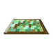 Sideview of Machine Washable Abstract Turquoise Contemporary Area Rugs, wshcon2031turq