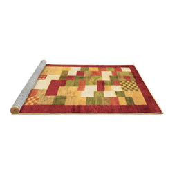 Sideview of Machine Washable Abstract Brown Contemporary Rug, wshcon2031brn
