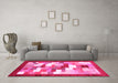 Machine Washable Abstract Pink Contemporary Rug in a Living Room, wshcon2031pnk