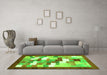 Machine Washable Abstract Green Contemporary Area Rugs in a Living Room,, wshcon2031grn